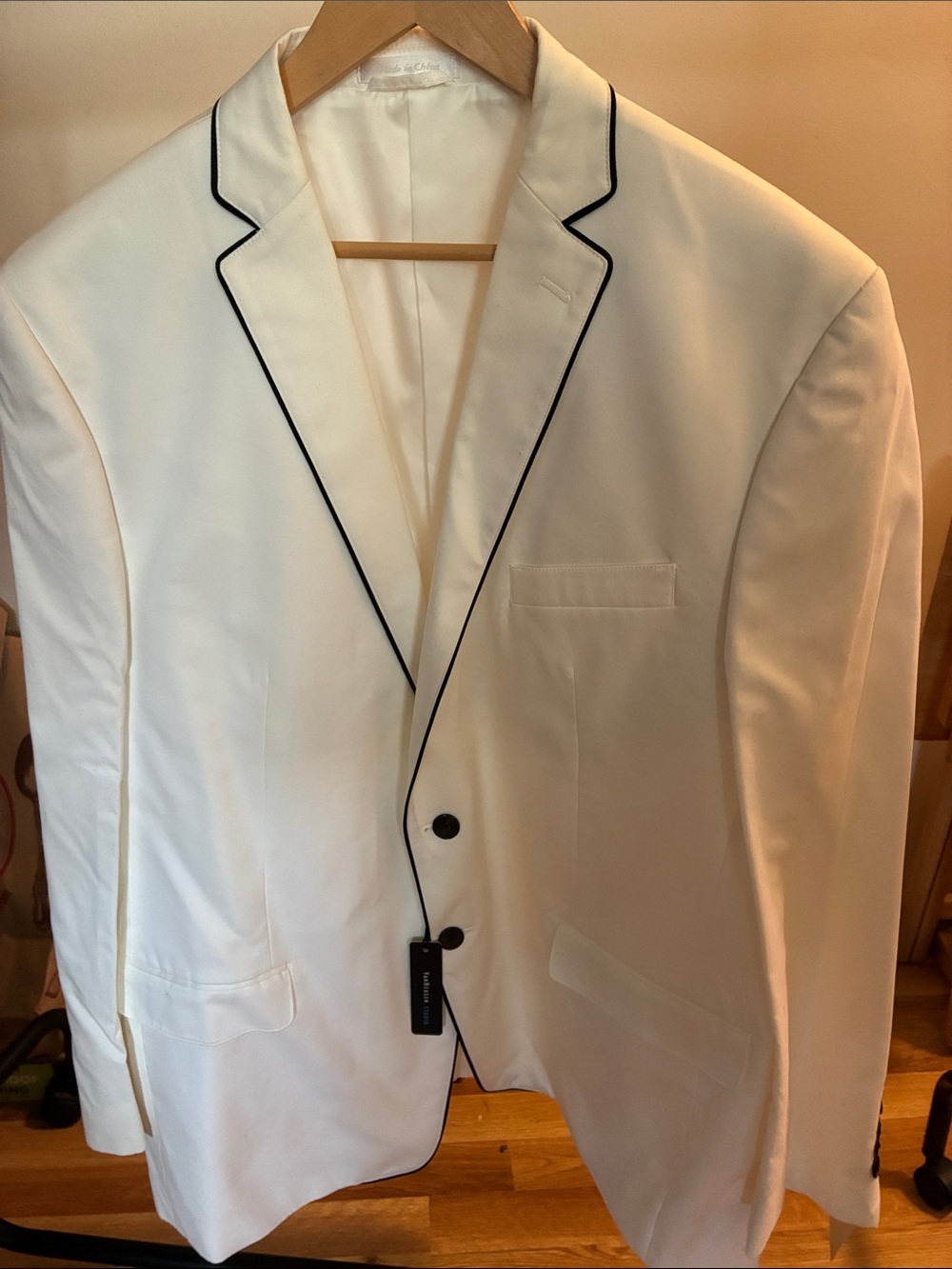 Van Heusen White Blazer with Black Piping